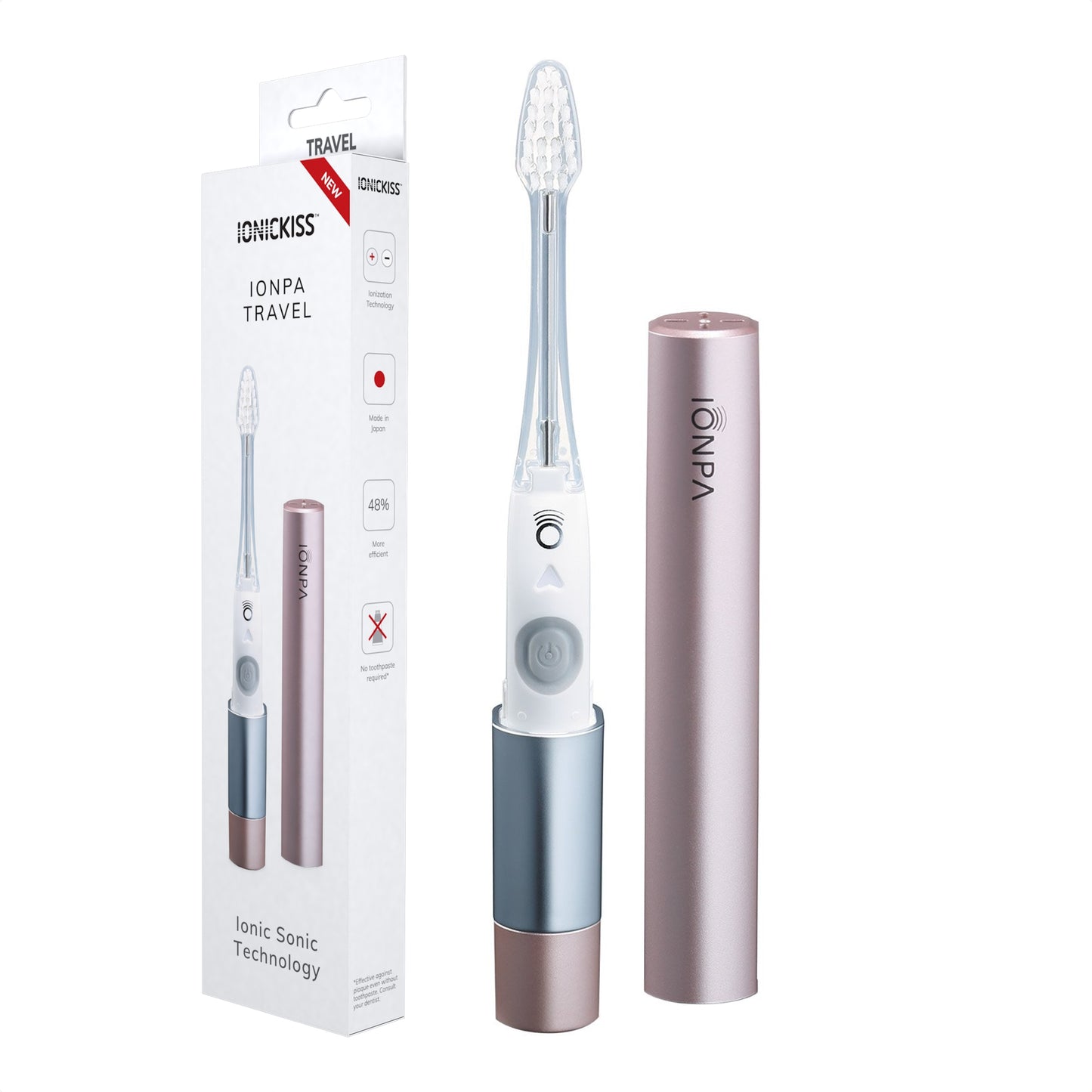 Cepillo ionizante de dientes eléctrico sónico IONICKISS IONPA Travel Pink